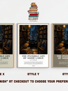The Invisible Life of Addie LaRue Bookish Wall Art by V.E. Schwab – Style X, Y and Z side by side – choose your finish