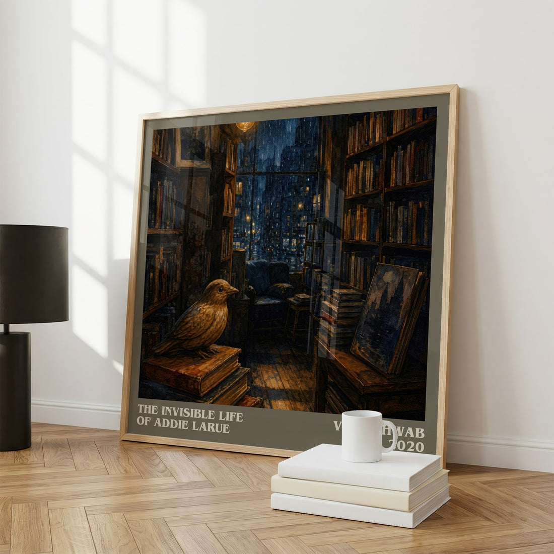 The Invisible Life of Addie LaRue literary print framed by window – literary home decor