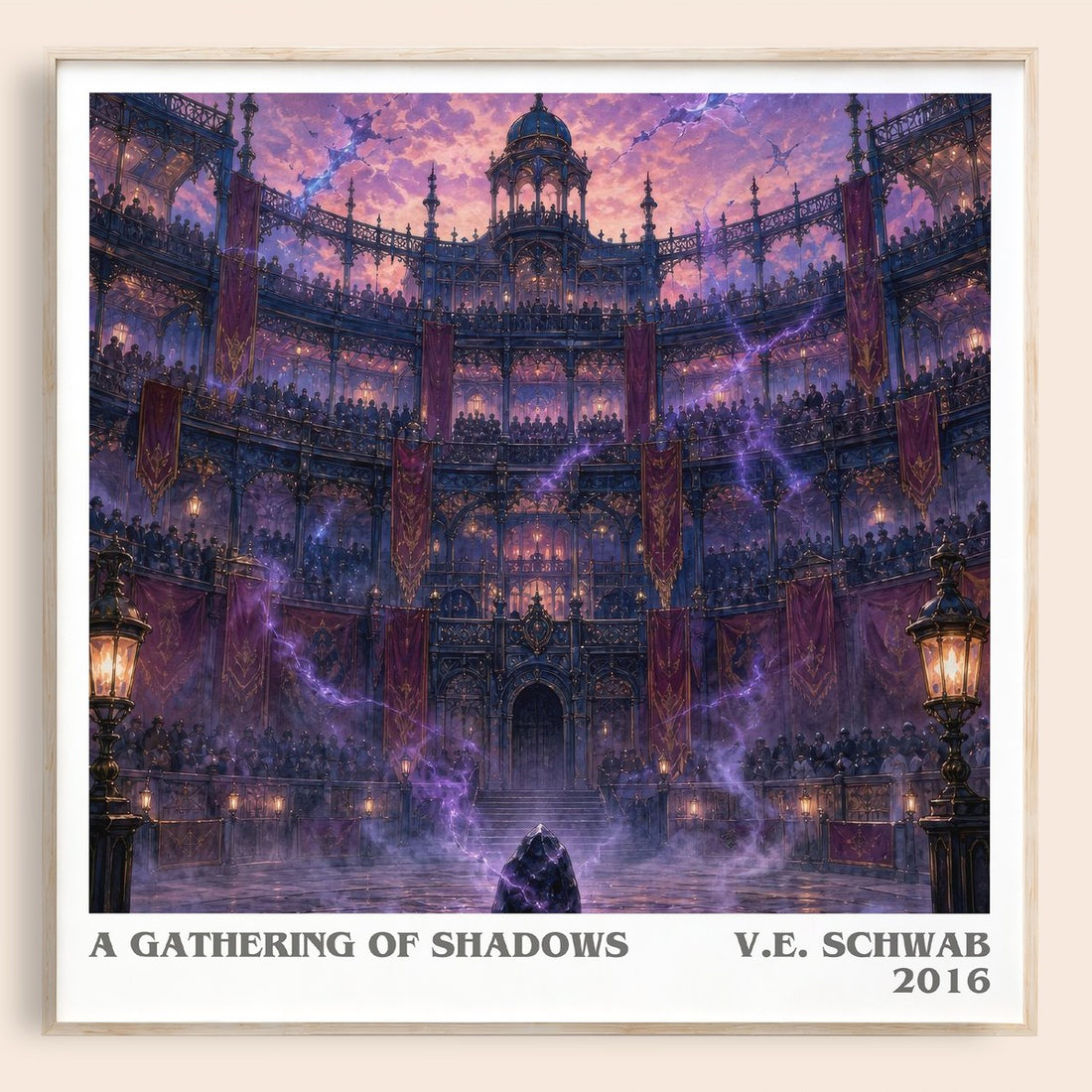 A Gathering of Shadows literary book poster by V.E. Schwab – framed literary art print