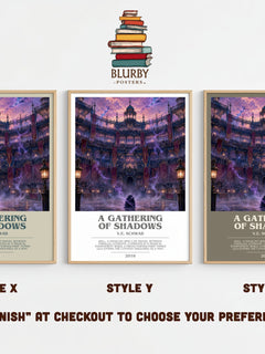 A Gathering of Shadows Bookish Wall Art by V.E. Schwab – Style X, Y and Z side by side – choose your finish