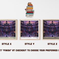 A Gathering of Shadows literary print in frame leaning in hallway – fantasy wall art