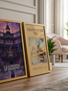 A Gathering of Shadows watercolour print framed by window – literary home decor
