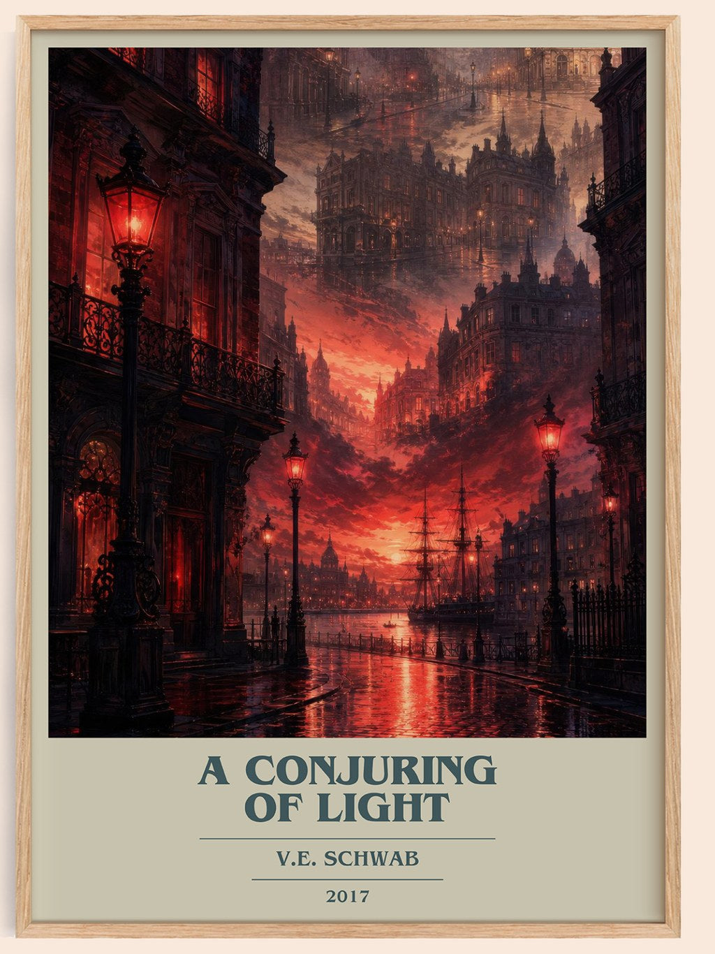 A Conjuring of Light book cover book poster by V.E. Schwab – framed literary art print