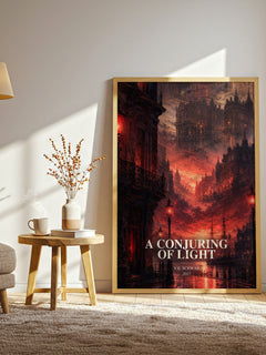 A Conjuring of Light watercolour print in frame leaning in hallway – fantasy wall art