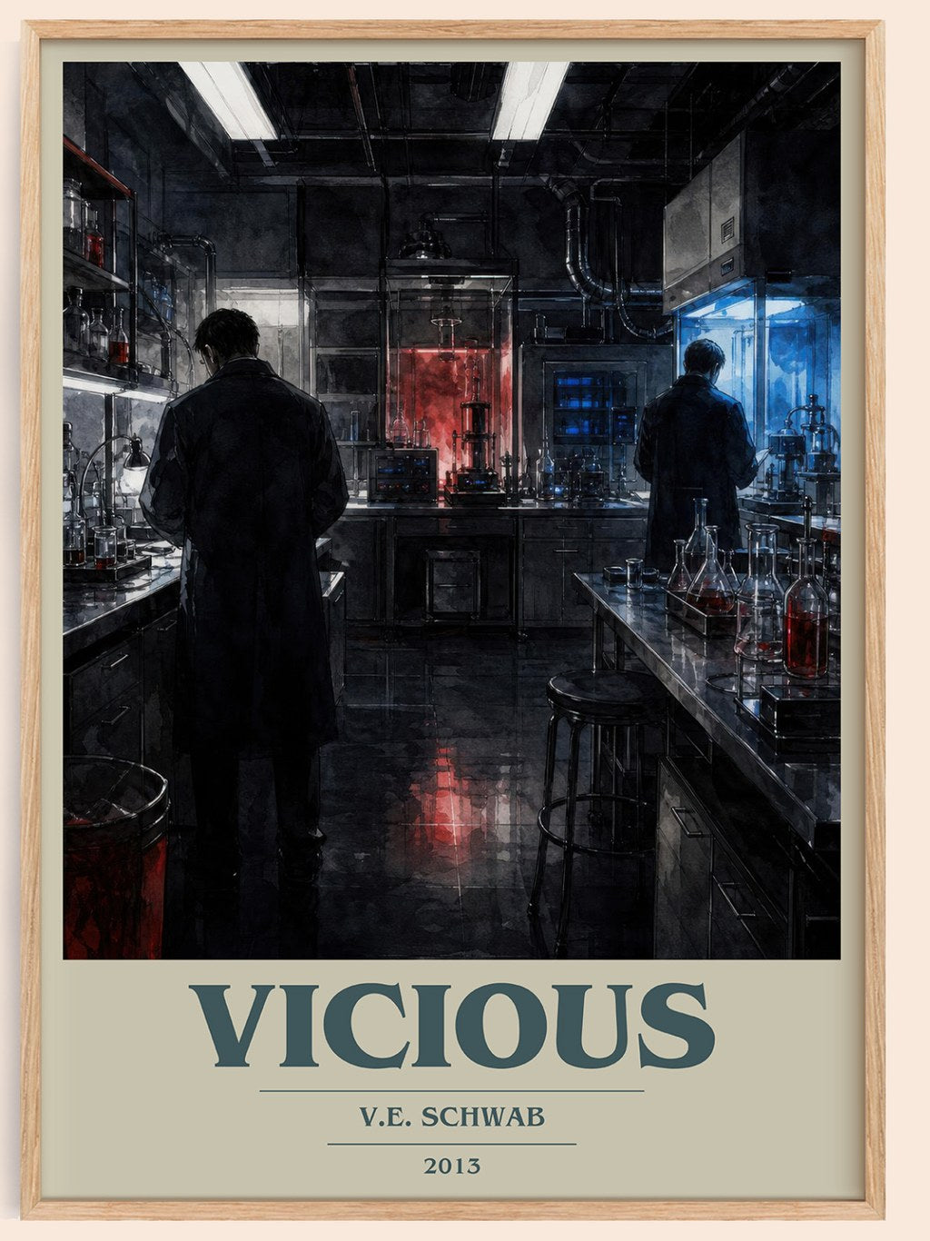 Vicious book cover book poster by V.E. Schwab – framed literary art print
