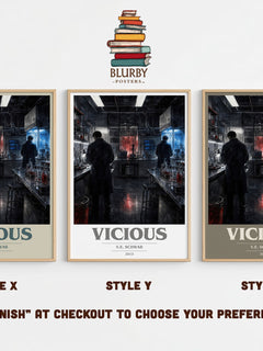 Vicious book cover print in frame leaning in hallway – fantasy wall art