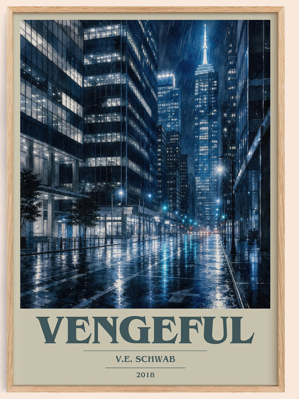 Vengeful book cover book poster by V.E. Schwab – framed literary art print