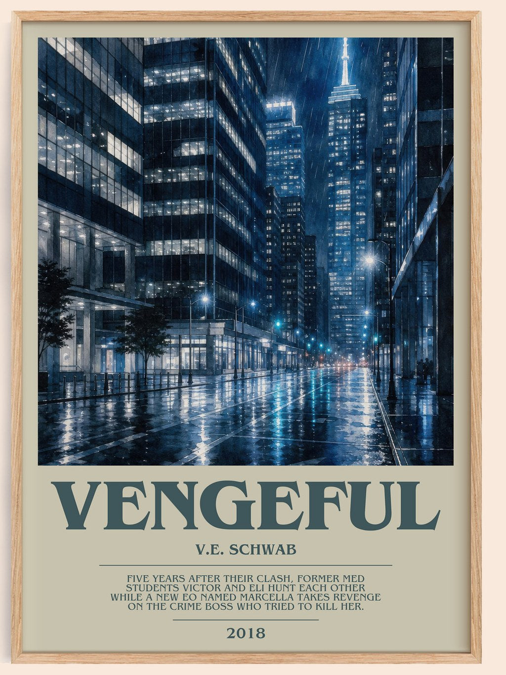 Vengeful Bookish Wall Art by V.E. Schwab – framed poster