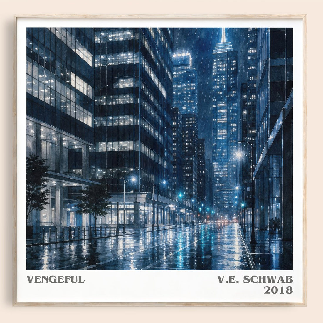 Vengeful literary book poster by V.E. Schwab – framed literary art print