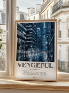 Vengeful Bookish Wall Art by V.E. Schwab – framed print by a bright window