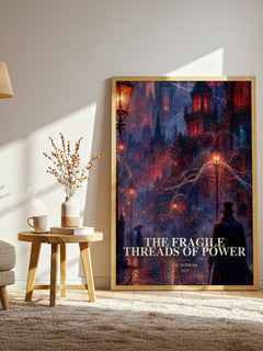 The Fragile Threads of Power watercolour print in frame leaning in hallway – fantasy wall art