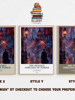 The Fragile Threads of Power book cover print in frame leaning in hallway – fantasy wall art
