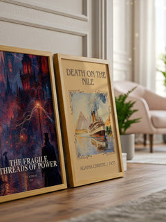 The Fragile Threads of Power watercolour print framed by window – literary home decor
