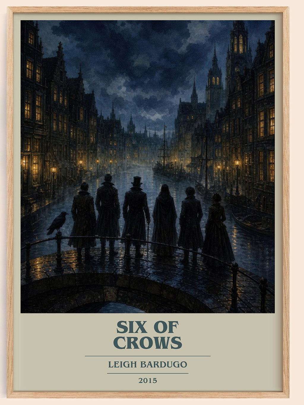 Six of Crows book cover book poster by Leigh Bardugo – framed literary art print