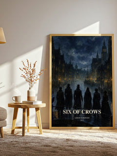 Six of Crows watercolour print in frame leaning in hallway – fantasy wall art