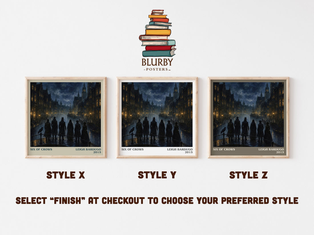 Six of Crows literary print in frame leaning in hallway – fantasy wall art (mockup)