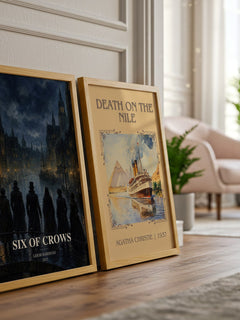 Six of Crows watercolour print framed by window – literary home decor