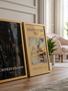 Crooked Kingdom watercolour print framed by window – literary home decor