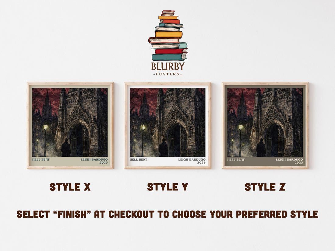 Hell Bent literary print in frame leaning in hallway – fantasy wall art (mockup)