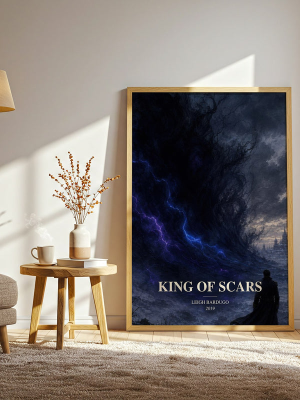 King of Scars watercolour print in frame leaning in hallway – fantasy wall art