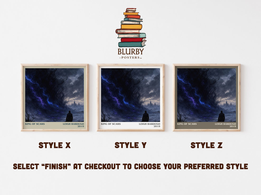 King of Scars literary print in frame leaning in hallway – fantasy wall art (mockup)