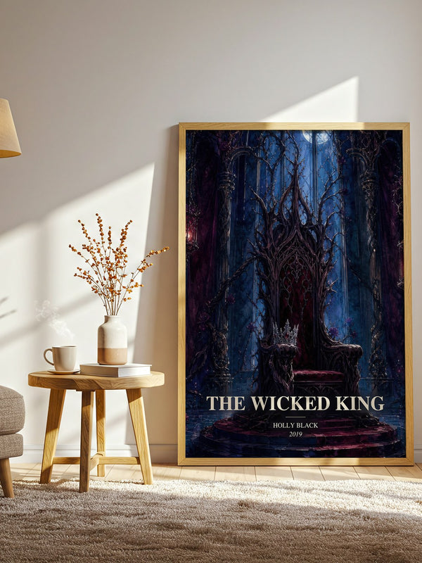 The Wicked King watercolour print in frame leaning in hallway – fantasy wall art