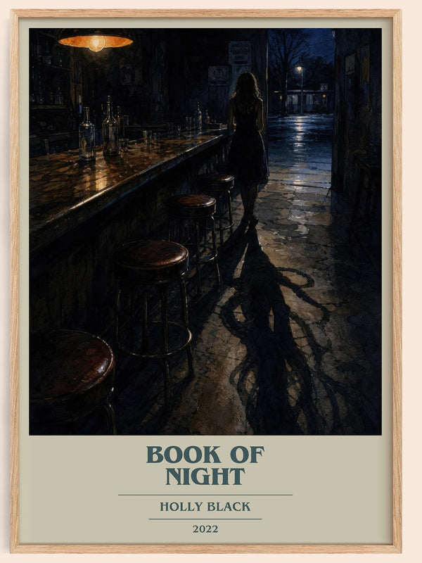 Book of Night book cover book poster by Holly Black – framed literary art print