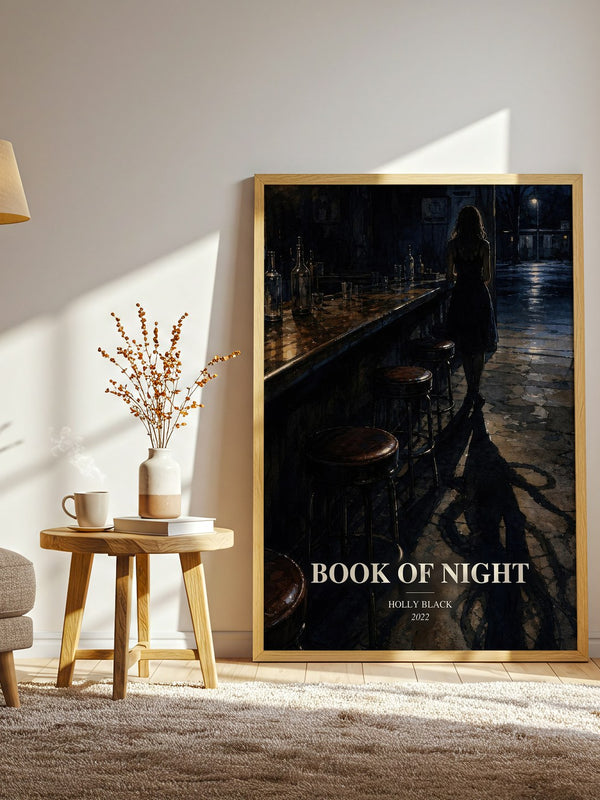 Book of Night watercolour print in frame leaning in hallway – fantasy wall art