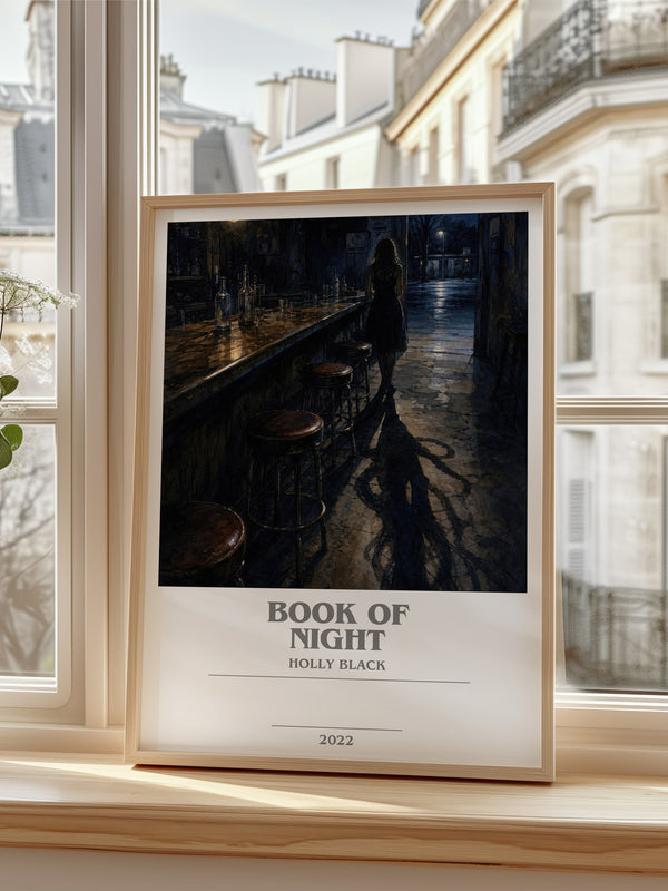 Book of Night bookish poster colour and style options – Holly Black book art