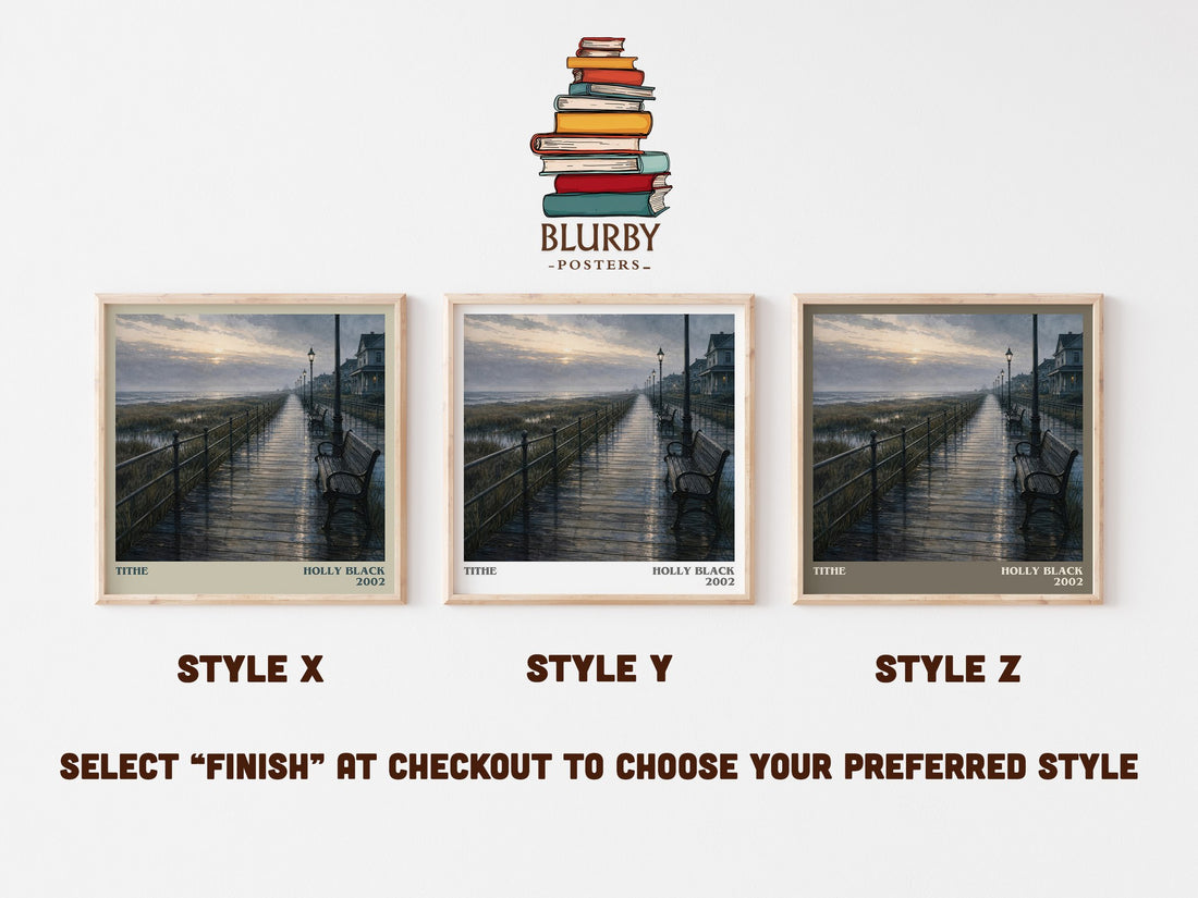 Tithe literary print in frame leaning in hallway – fantasy wall art (mockup)