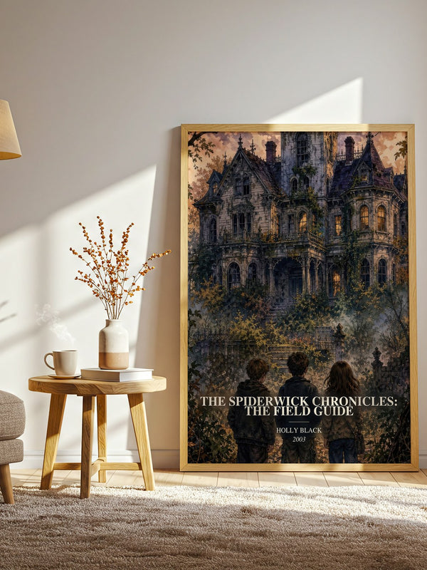 The Spiderwick Chronicles: The Field Guide watercolour print in frame leaning in hallway – fantasy wall art