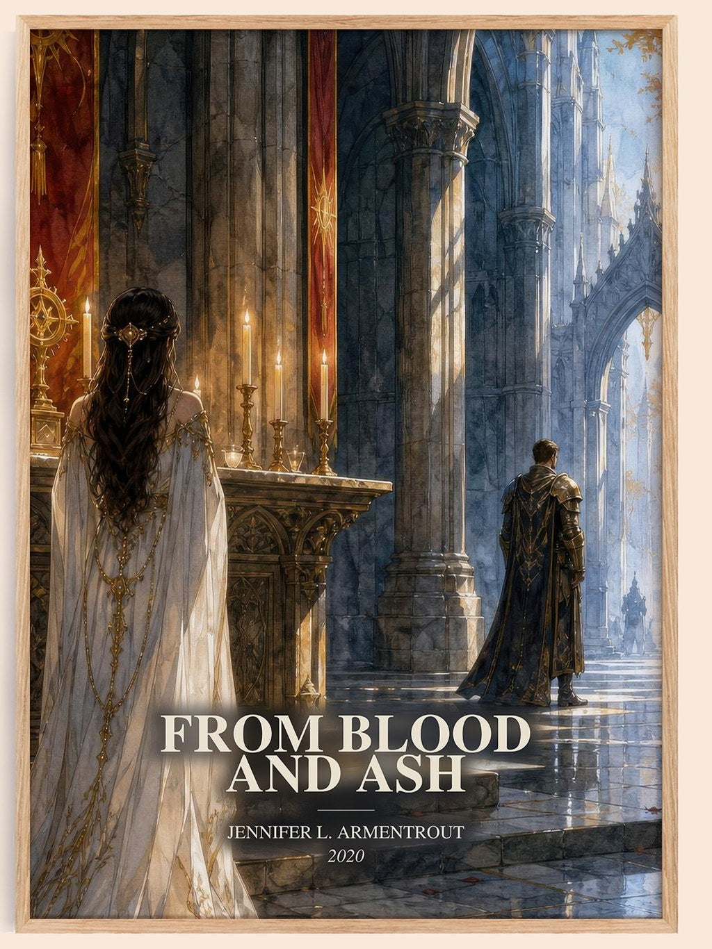 From Blood and Ash watercolour book poster by Jennifer L. Armentrout – framed literary art print