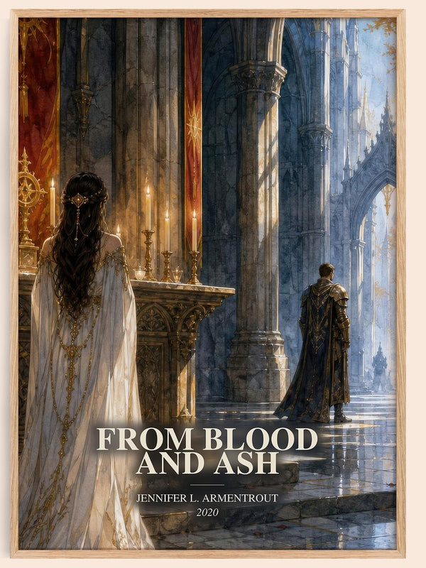 From Blood and Ash watercolour book poster by Jennifer L. Armentrout – framed literary art print