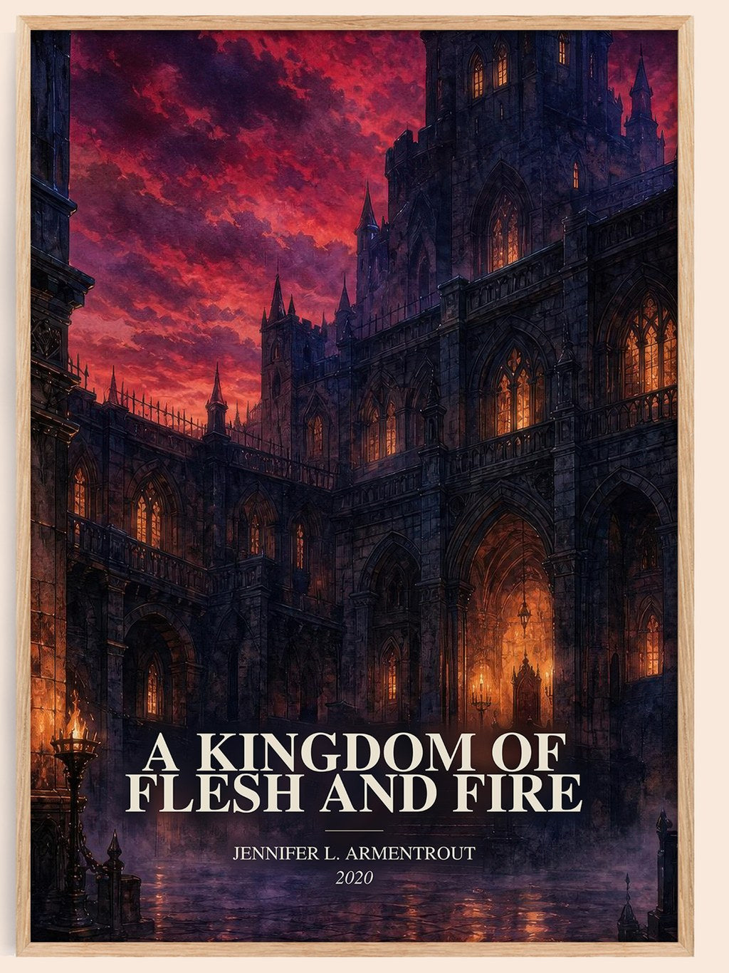 A Kingdom of Flesh and Fire watercolour book poster by Jennifer L. Armentrout – framed literary art print