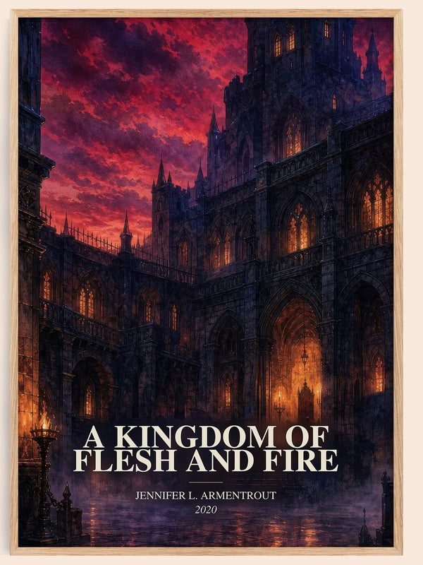 A Kingdom of Flesh and Fire watercolour book poster by Jennifer L. Armentrout – framed literary art print