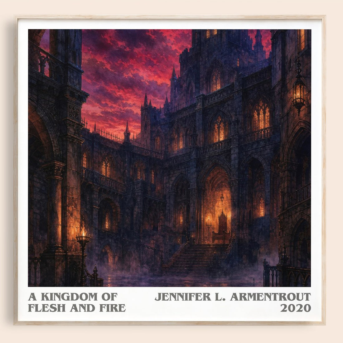 A Kingdom of Flesh and Fire literary book poster by Jennifer L. Armentrout – framed literary art print