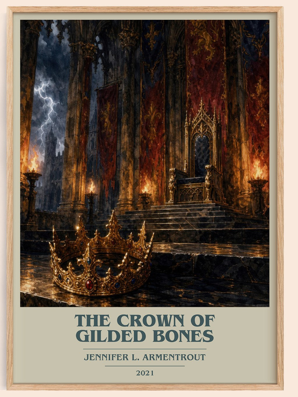 The Crown of Gilded Bones book cover book poster by Jennifer L. Armentrout – framed literary art print