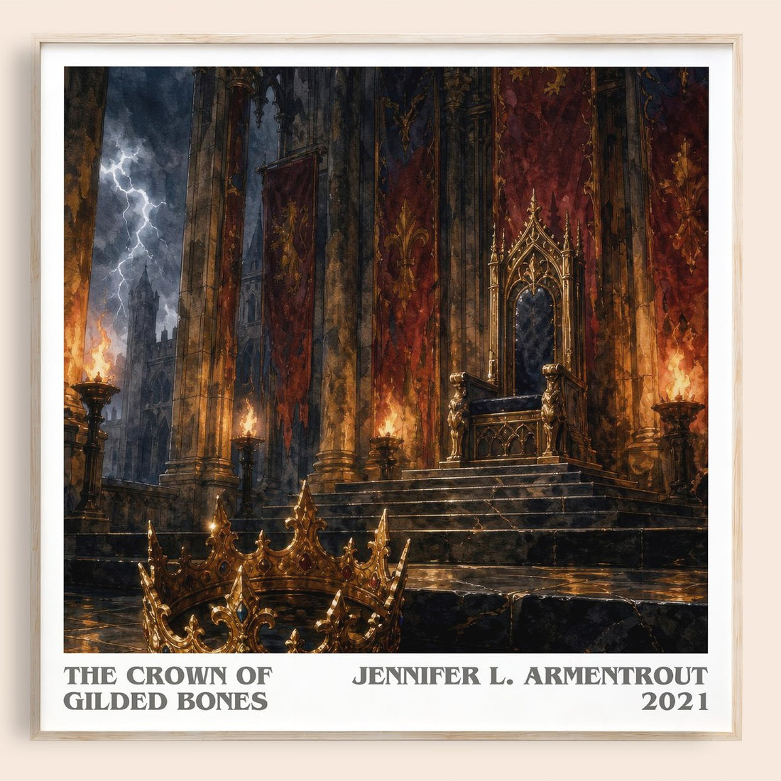The Crown of Gilded Bones literary book poster by Jennifer L. Armentrout – framed literary art print