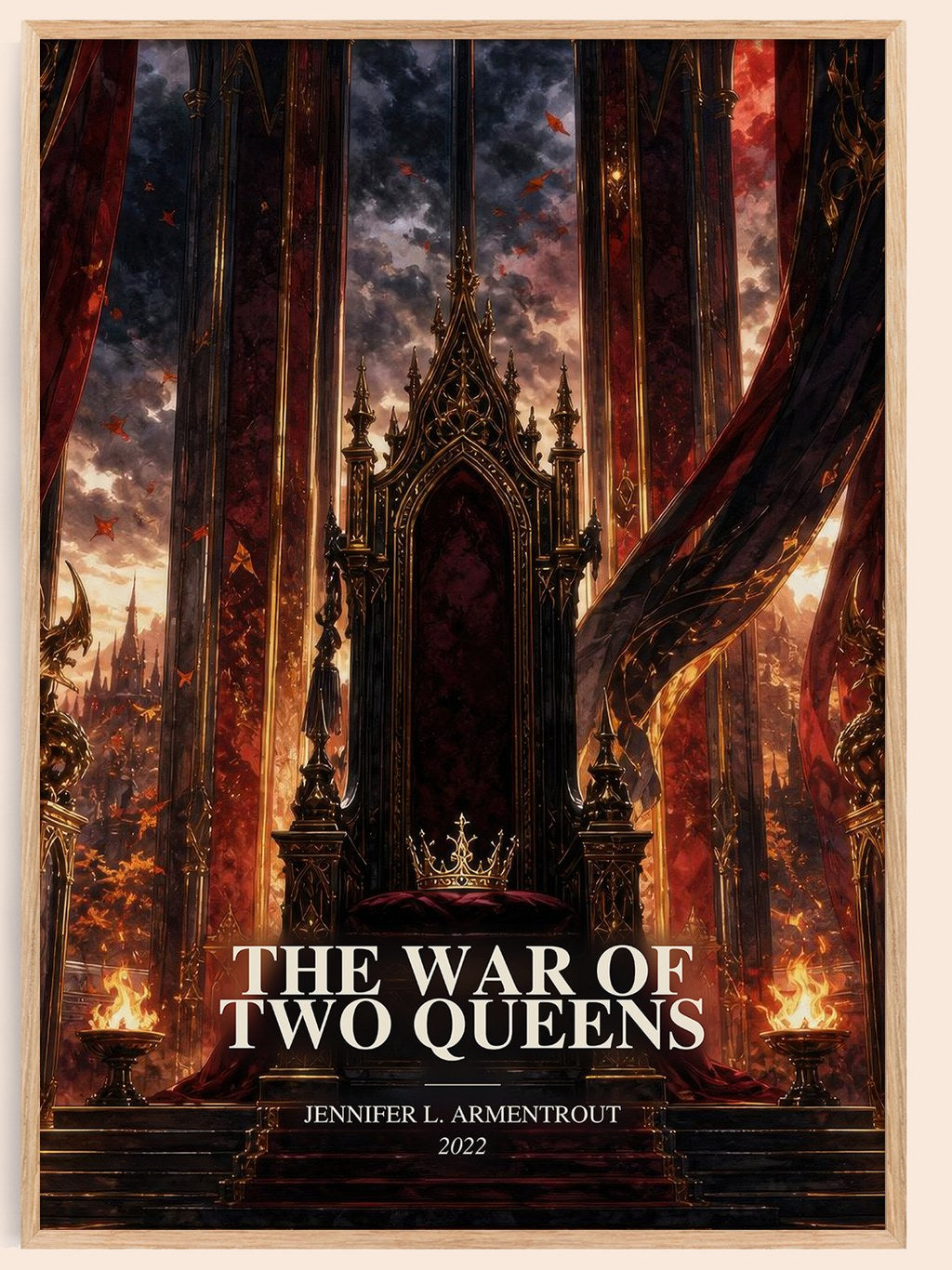 The War of Two Queens watercolour book poster by Jennifer L. Armentrout – framed literary art print