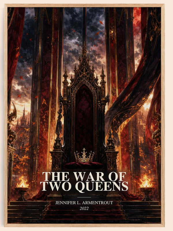 The War of Two Queens watercolour book poster by Jennifer L. Armentrout – framed literary art print