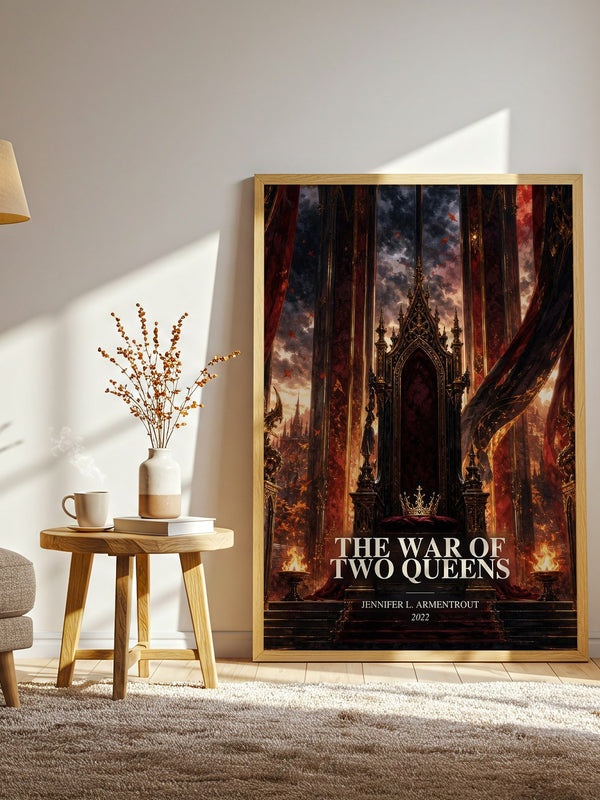 The War of Two Queens watercolour print in frame leaning in hallway – fantasy wall art