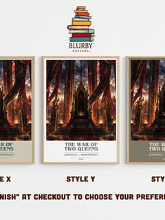 The War of Two Queens book cover print in frame leaning in hallway – fantasy wall art