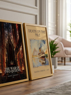 The War of Two Queens watercolour print framed by window – literary home decor