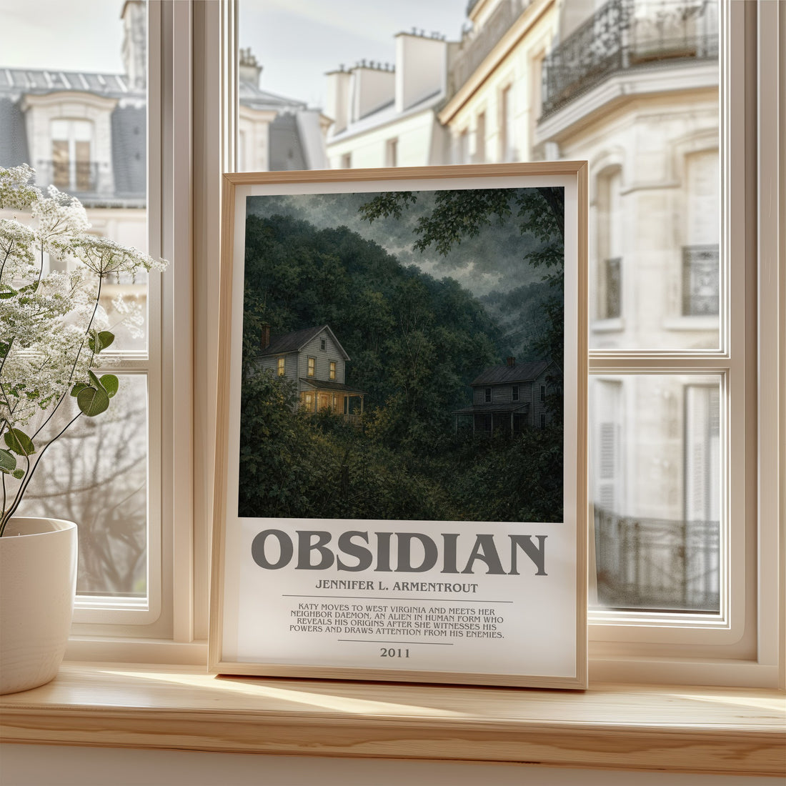 Obsidian bookish poster colour and style options – Jennifer L. Armentrout book art (mockup)