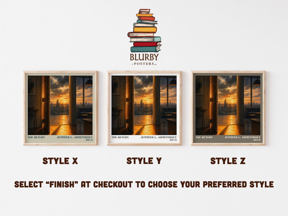 The Return literary print in frame leaning in hallway – fantasy wall art (mockup)