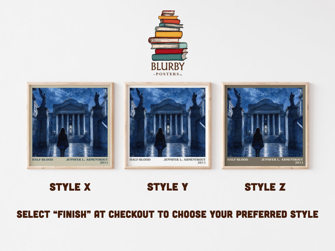 Half-Blood literary print in frame leaning in hallway – young adult wall art (mockup)