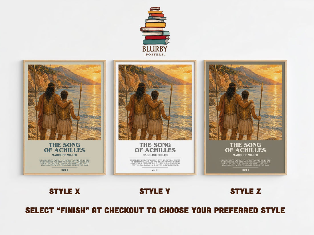 The Song of Achilles bookish print in frame leaning in hallway – literary fiction wall art (mockup)