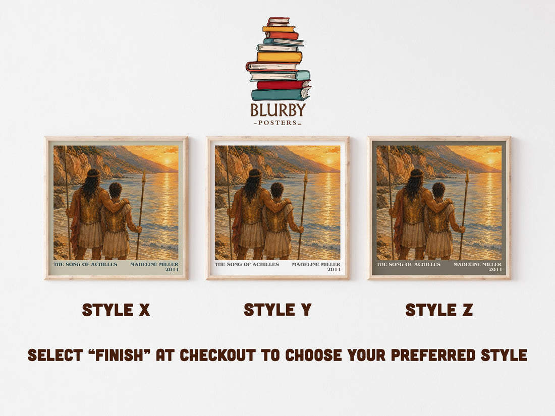 The Song of Achilles literary print in frame leaning in hallway – literary fiction wall art (mockup)