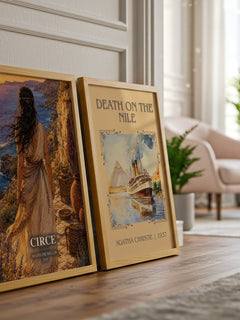 Circe watercolour print framed by window – literary home decor