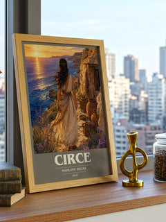 Circe book cover print framed by window – literary home decor